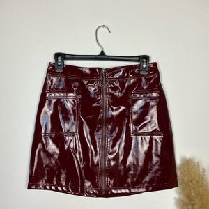 Burgundy Red Pleather Skirt Wild Fable